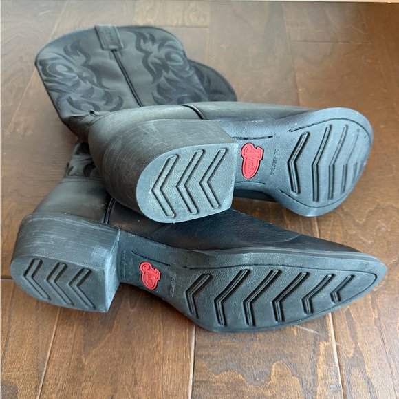 Justin Boots Black Leather Western Boots, Men’s Cowboy Boots - Picture 3 of 6